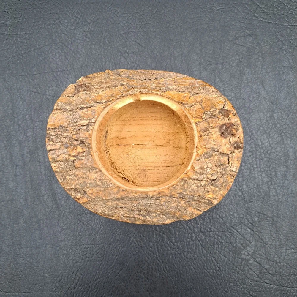 Rustic Live Edge Cedar Wood Tea Light Candle Holder Natural Bark Log Decor
